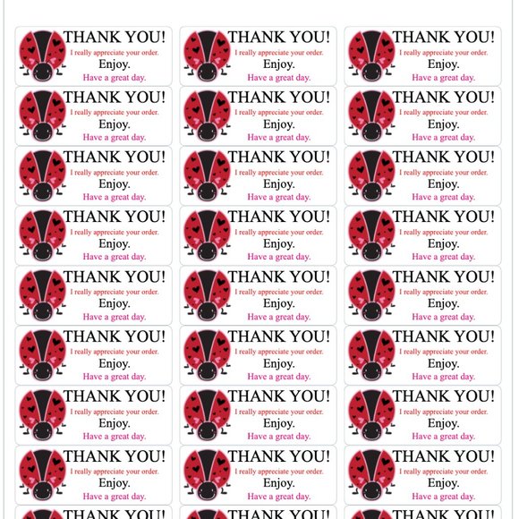 Lady Bug Thank You Stickers Order Shipping Labels Posh Shop Box Label … - Picture 2 of 3